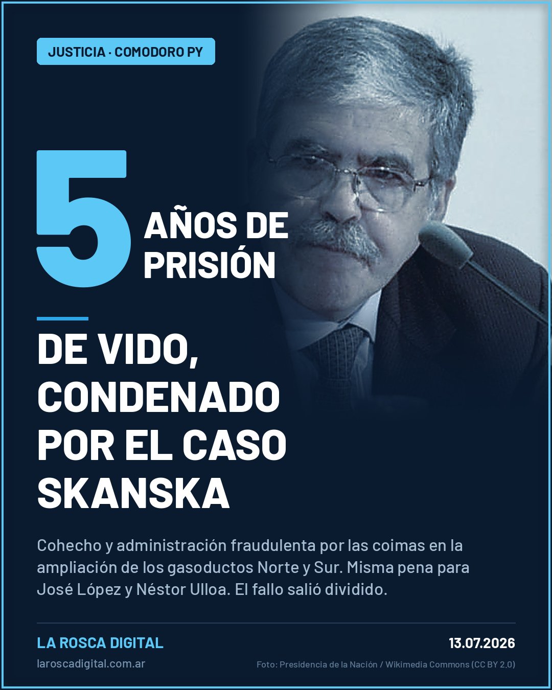 Julio De Vido, exministro de Planificación Federal, condenado a cinco años de prisión por el caso Skanska.