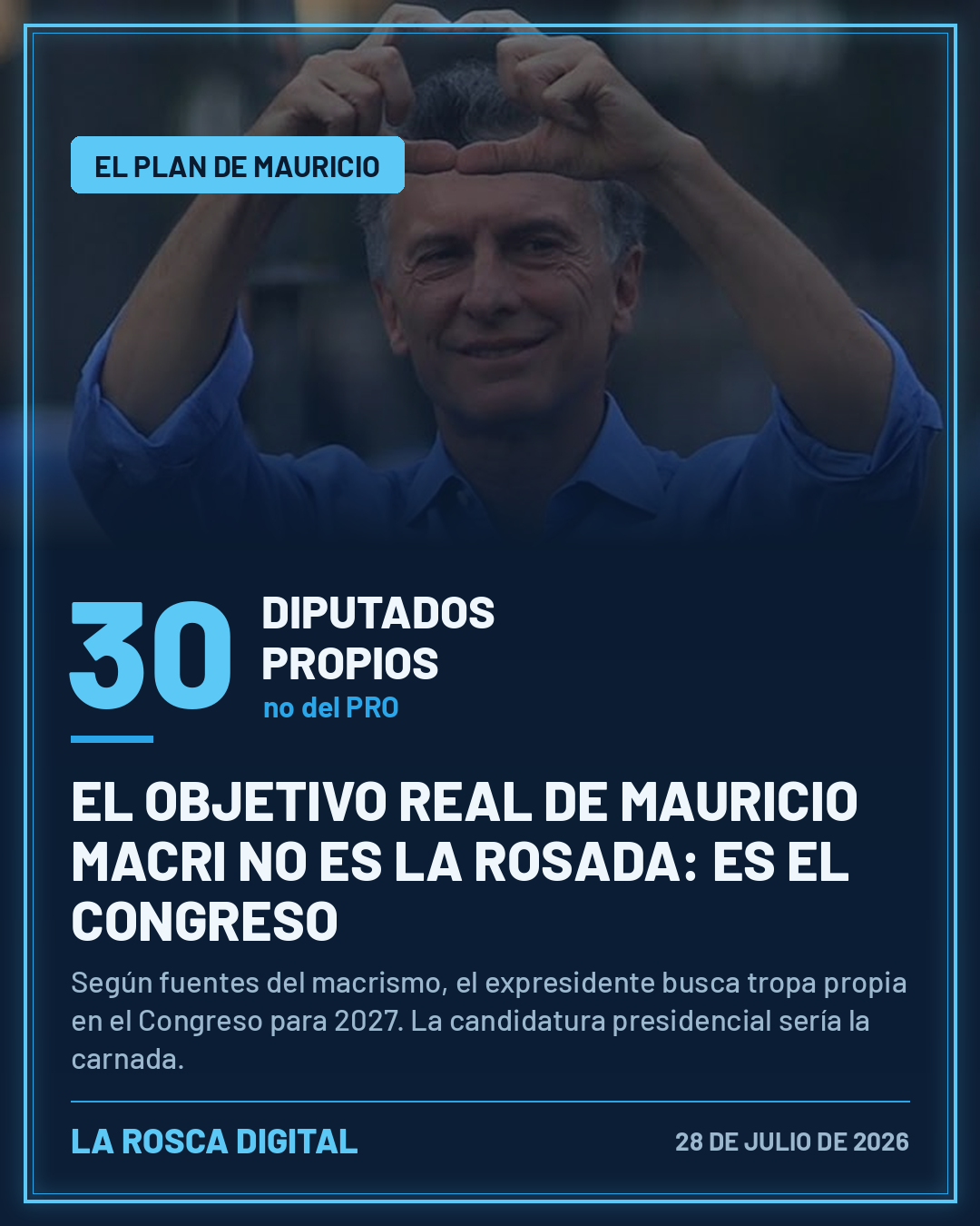 Mauricio Macri hace el gesto del corazon; su plan de un bloque de 30 diputados propios rumbo a 2027
