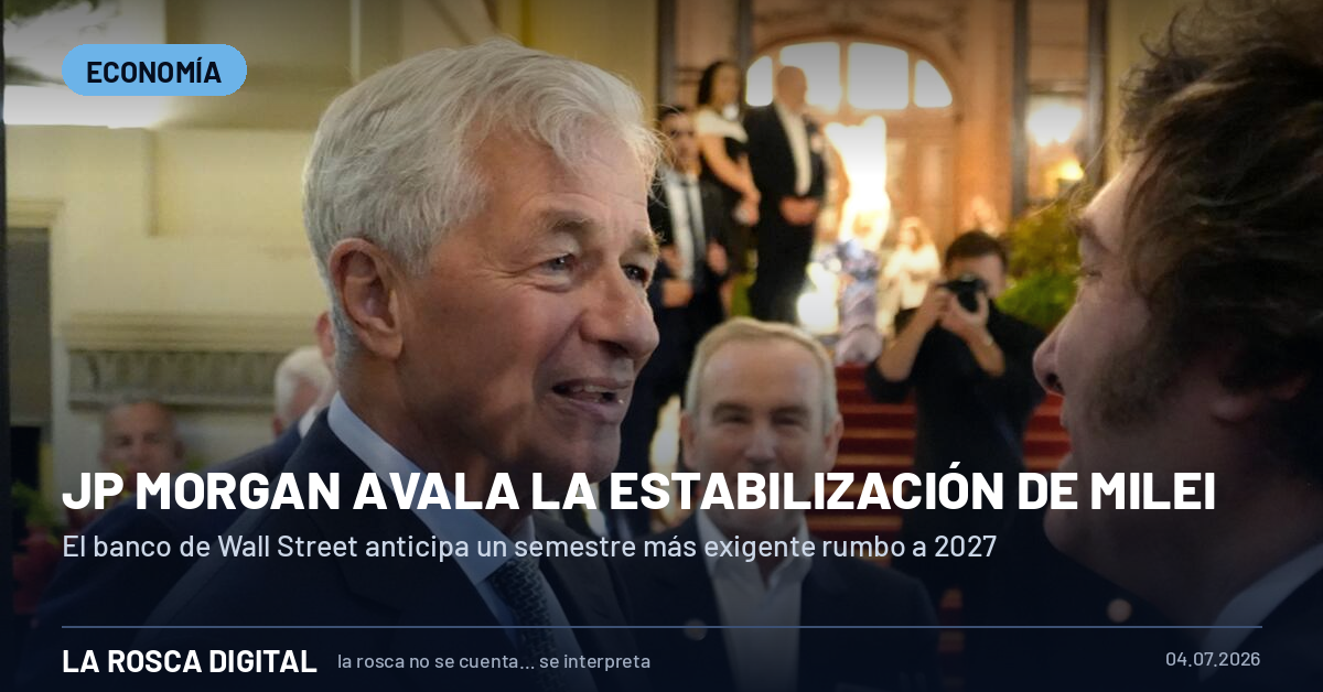 Javier Milei conversa con Jamie Dimon, CEO de JP Morgan, en referencia al informe del banco sobre la estabilización económica de la primera mitad de 2026.